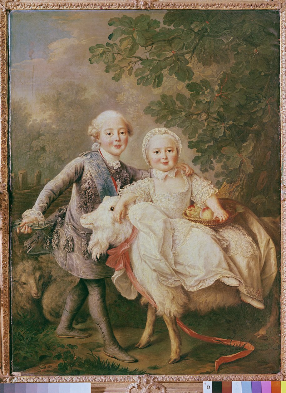 Karl av Frankrike (1757-1836) greve av Artois och hans syster, Clothide (1759-1802) 1763-64 av Francois Hubert Drouais