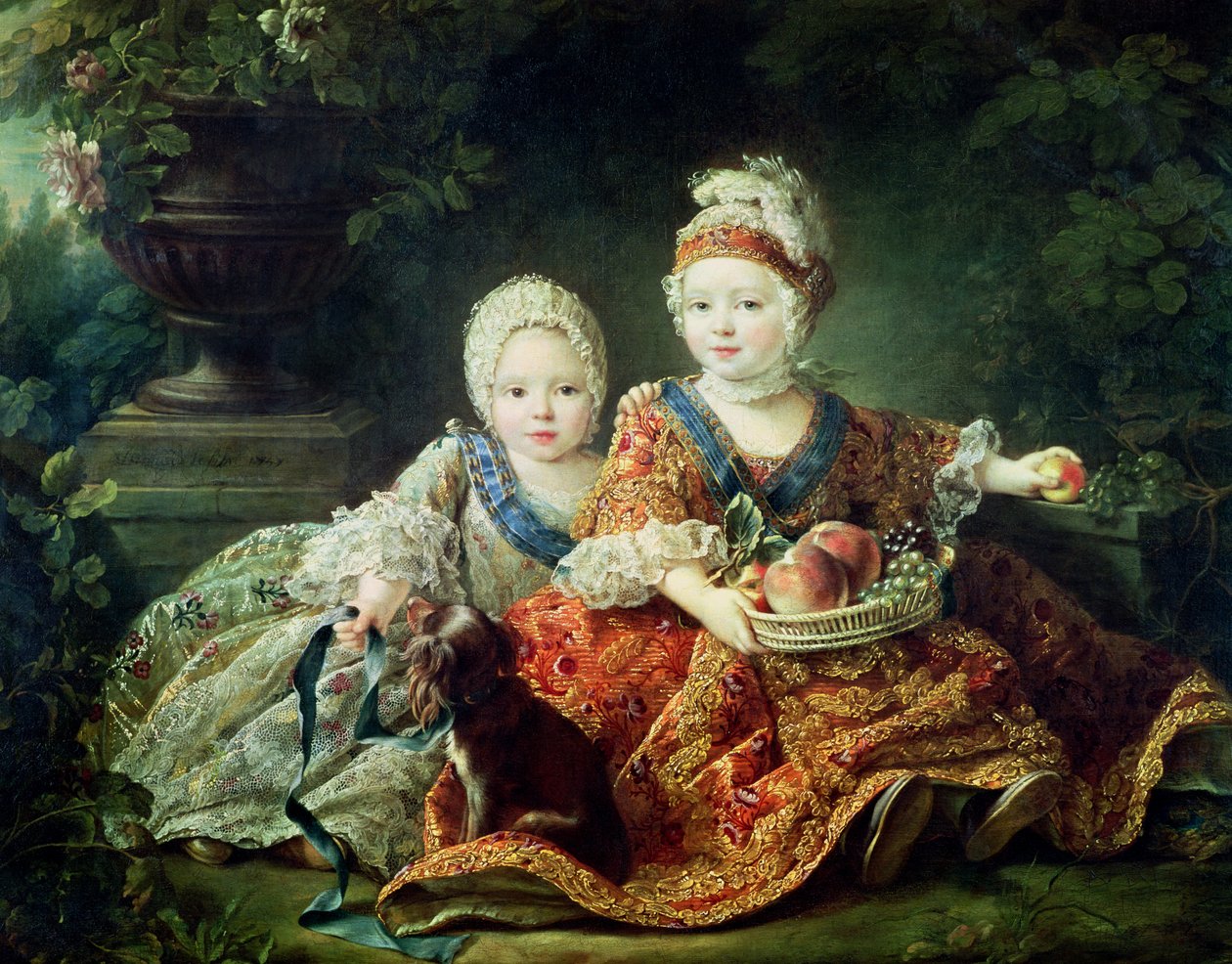 Louis de France (1754-93) duc de Berry og Louis de France (1755-1824) comte de Provence, fremtidige konger Louis XVI og Louis XVIII af Frankrig, 1757 sverige av Francois Hubert Drouais