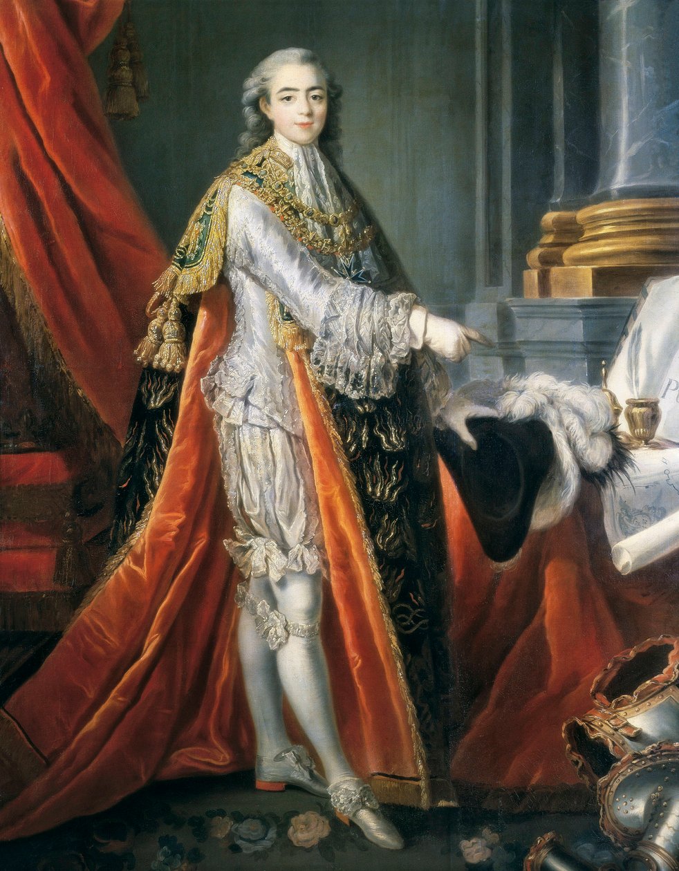 Porträtt av Karl X av Bourbon (olja på duk) av Francois Hubert Drouais