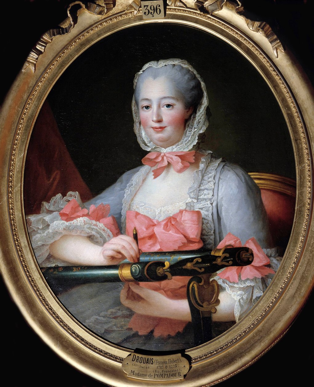 Porträtt av Jeanne Antoinette Poisson, markis av Pompadour (känd som Madame de Pompadour av Francois Hubert Drouais