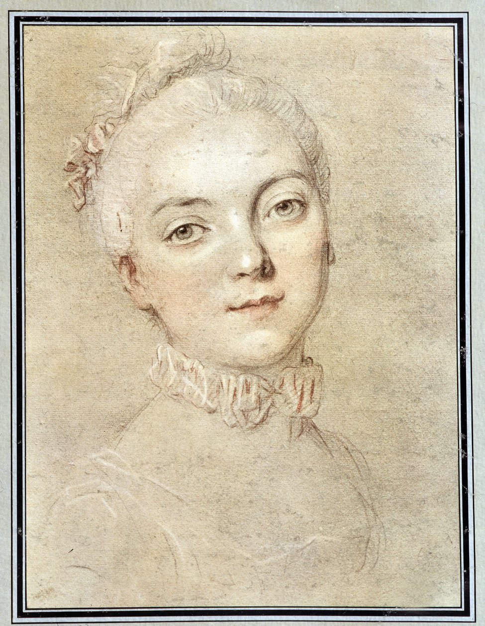 Porträtt av Jeanne Becu, grevinna (eller madame) av Barry (1743-1793) - teckning av François Drouais av Francois Hubert Drouais