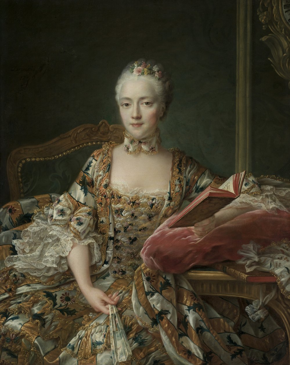 Porträtt av markisin d"Aguirandes, 1759 av Francois Hubert Drouais