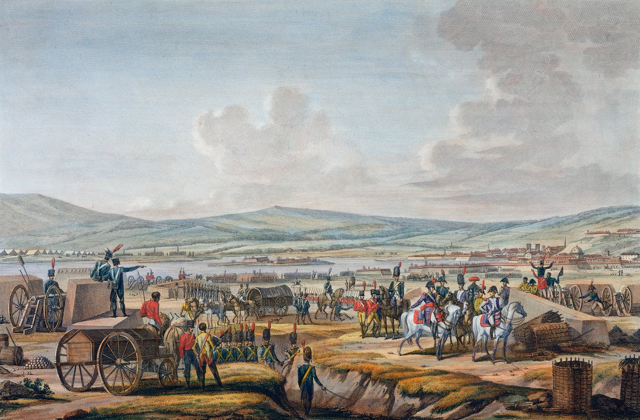 Napoleon besökte belägringsverket i Danzig ledd av marskalk Lefebvre, 9 maj 1807 av Francois Jacques Dequevauviller