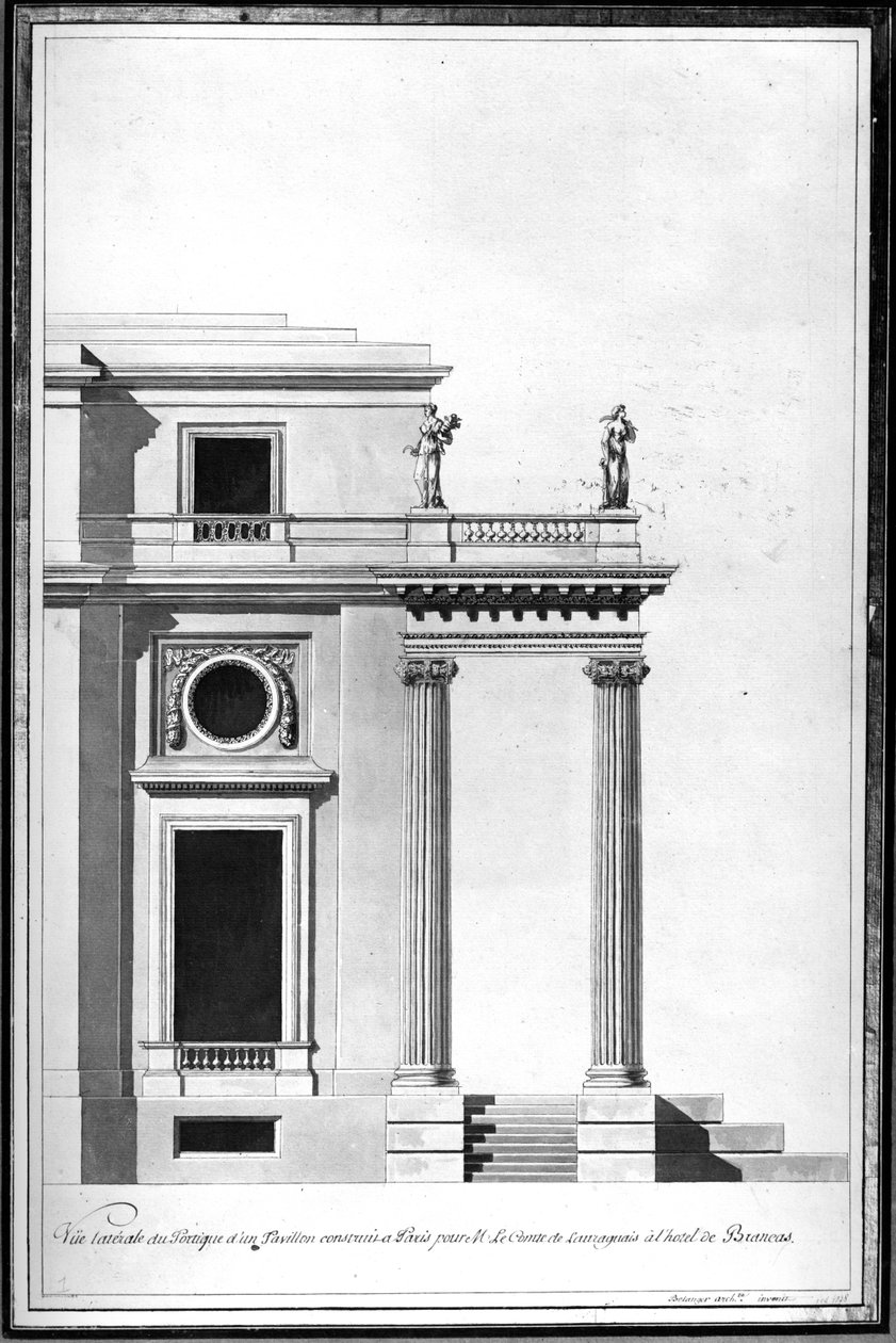 Design för badhuset på Hotel de Brancas, ca 1760 (ritning) av Francois Joseph Belanger