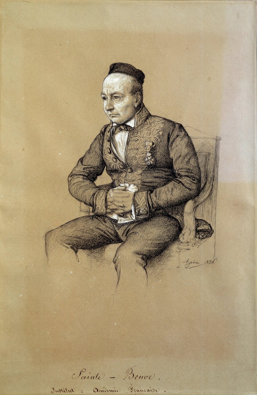 Porträtt av Charles Augustin Sainte Beuve (1804-1869), fransk litteraturkritiker och författare. Teckning av Francois Joseph Heim (1787-1865) av François Joseph Heim