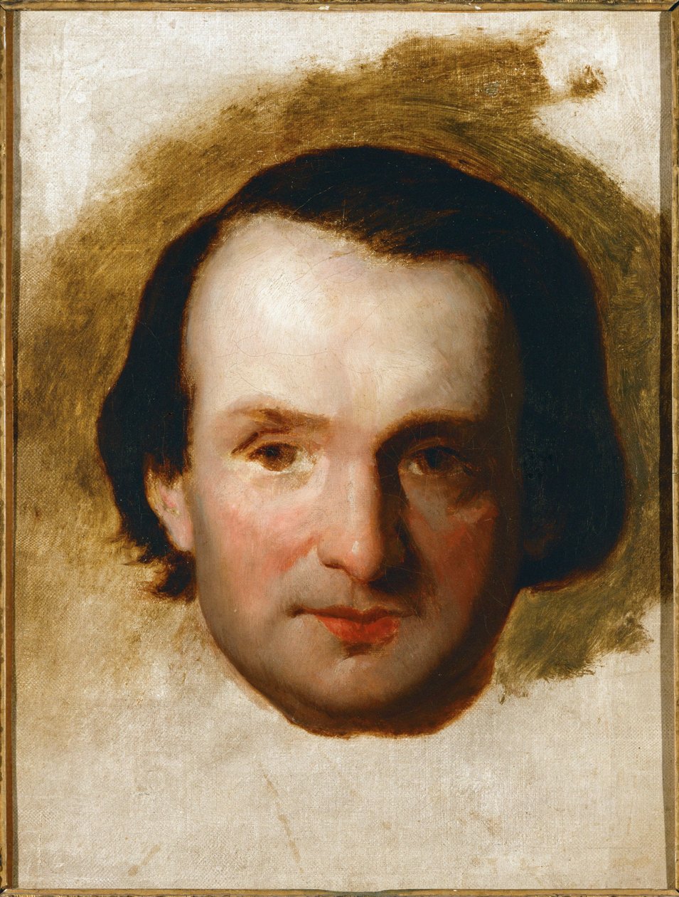 Porträtt av poeten Victor Hugo, hårdnackad kritiker och motståndare till kejsar Napoleon III, som han kallade Napoleon le Petit ... (olja på duk) av François Joseph Heim