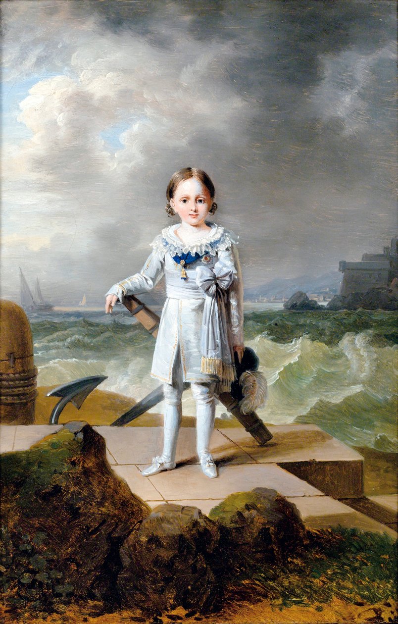 Porträtt av prins Napoleon Louis Bonaparte (1804-1831) (Porträtt av Napoleon-Louis Bonaparte) Målning av Francois-Joseph Kinson (1770-1839) cirka 1810 - Olja på duk, 33x22 - Privat samling av Francois Josephe Kinson