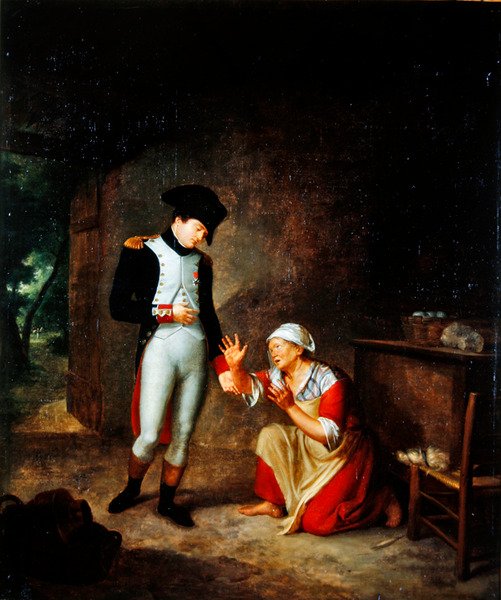 Napoleon besöker en bonde i utkanten av Brienne, 4 augusti 1805. av Francois Leroy de Liancourt