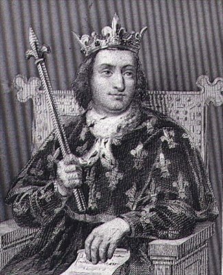 Karl V, kallad den "vise" (1337-80) kung av Frankrike, graverad av Blanchard (gravyr) av Francois Louis (after) Dejuinne
