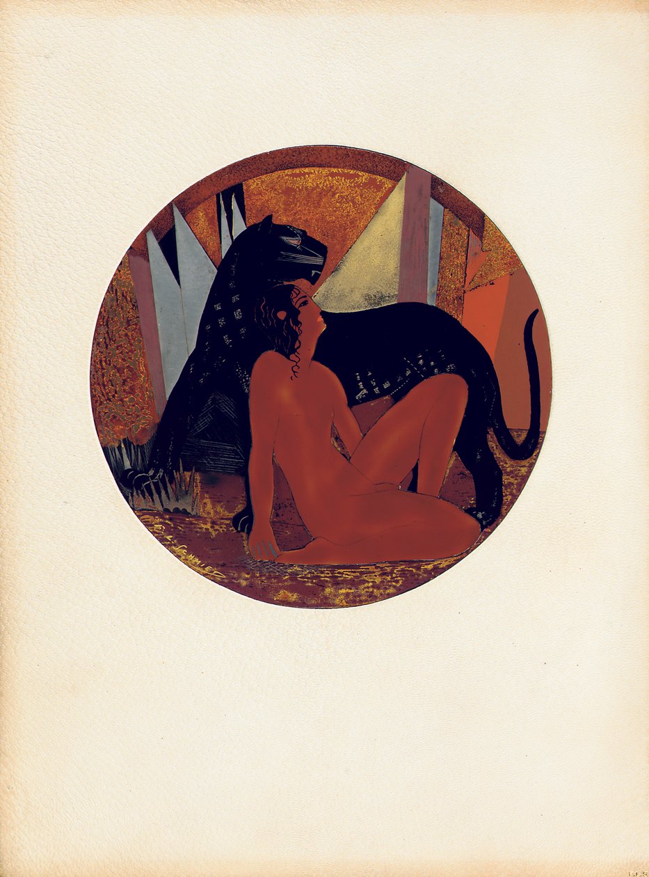 Mowgli och Bagheera, illustration från 