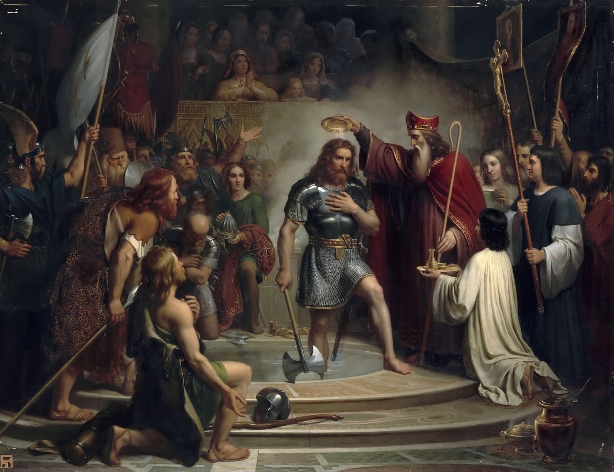 Clovis dop i Reims den 25 december 496 av Francois Louis Dejuinne