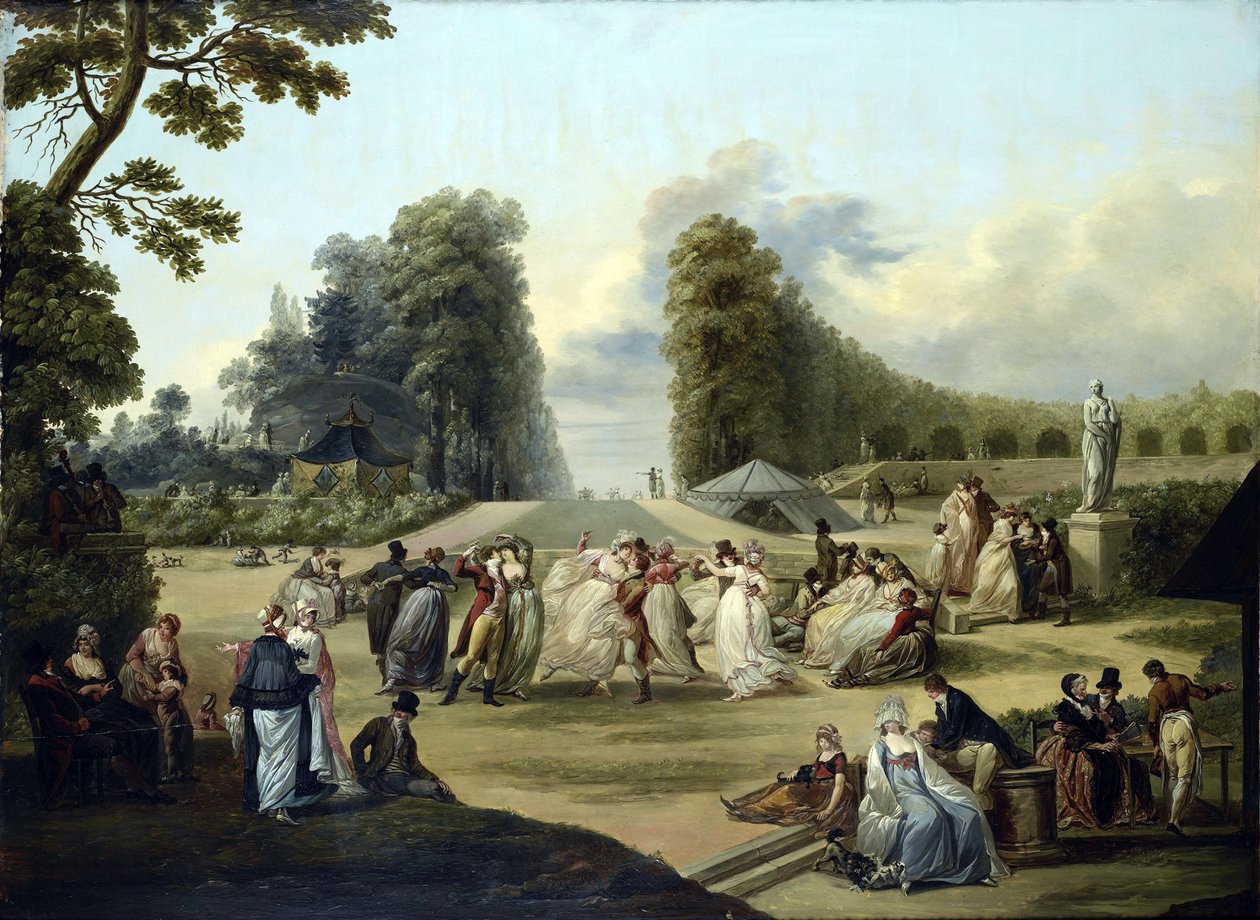 Bal i Tivoli, Paris - Målning av Francois Louis Joseph Watteau (1758-1823) av Francois Louis Joseph Watteau