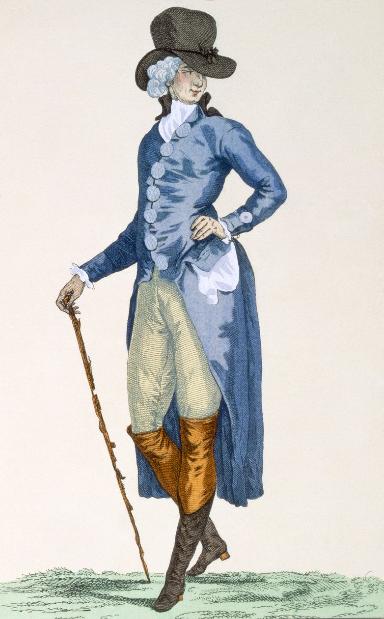 Kungahusets mästare i en genomarbetad blå rock, graverad av Le Beau, platta nr 256 från "Galeries des Modes et Costumes Francais", ca 1778-87. av Francois Louis Joseph Watteau