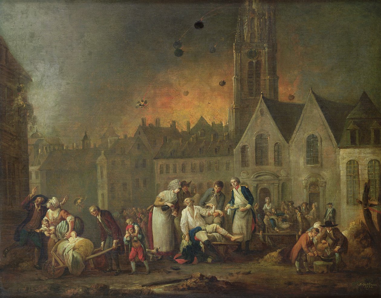 Grand Place i Lille under belägringen 1792, 1794 av Francois Louis Joseph Watteau