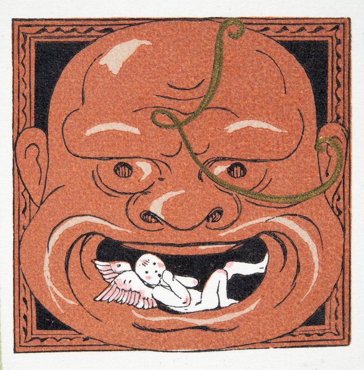 FaceMask, pub. 1922 (stenciltryck) av Francois Louis Schmied