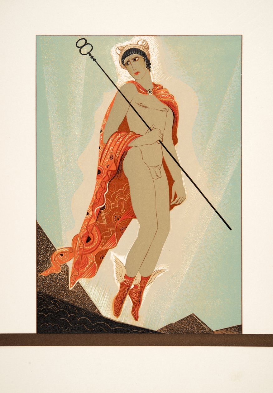 Hermes, från Prometheus Enchained av Aeschylus, pub. 1941 (stenciltryck) av Francois Louis Schmied