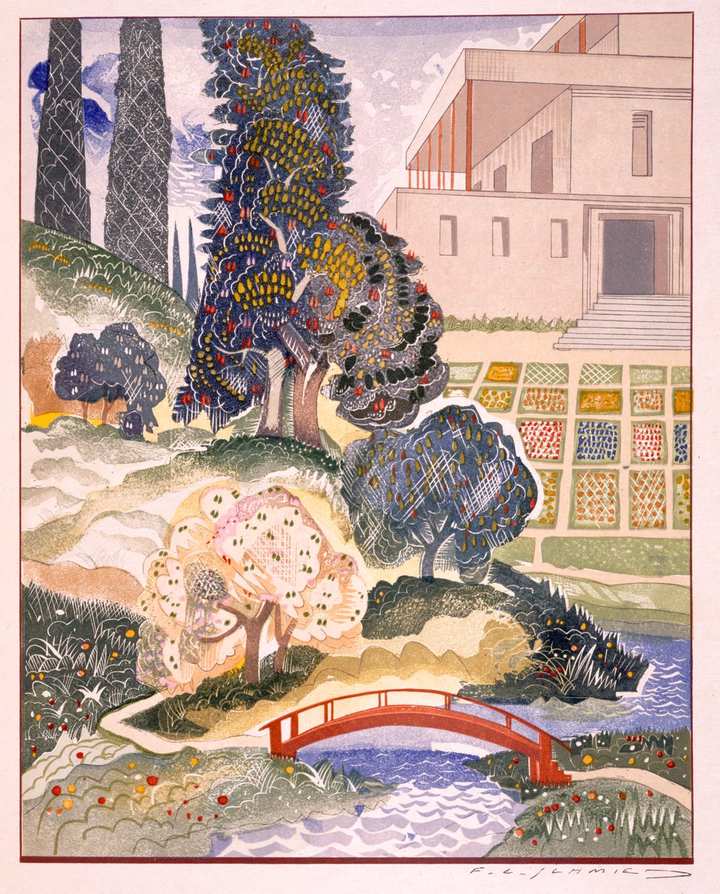 Illustration från "Kim", av Rudyard Kipling, pub. 1930 av Francois Louis Schmied