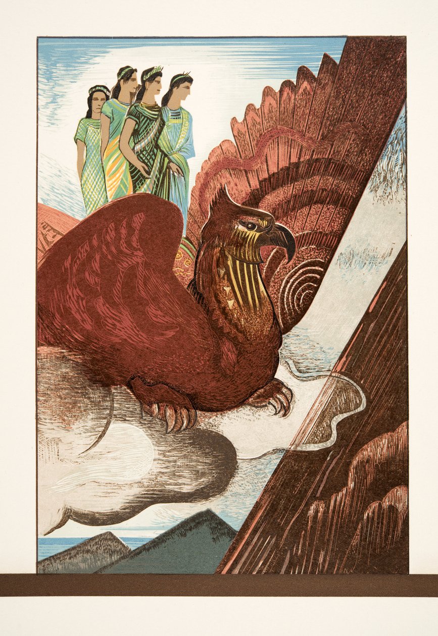 Illustration från Prometheus kedjad av Aeschylus, pub. 1941 (stenciltryck) av Francois Louis Schmied