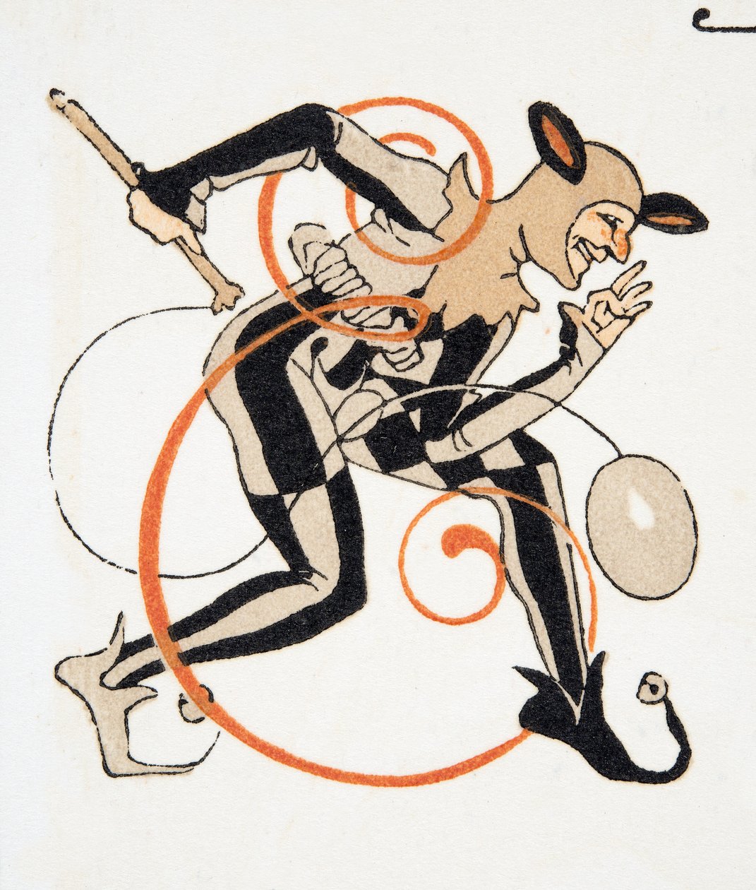 Bokstaven E från Personages de Comedie, pub. 1922 (stenciltryck) av Francois Louis Schmied