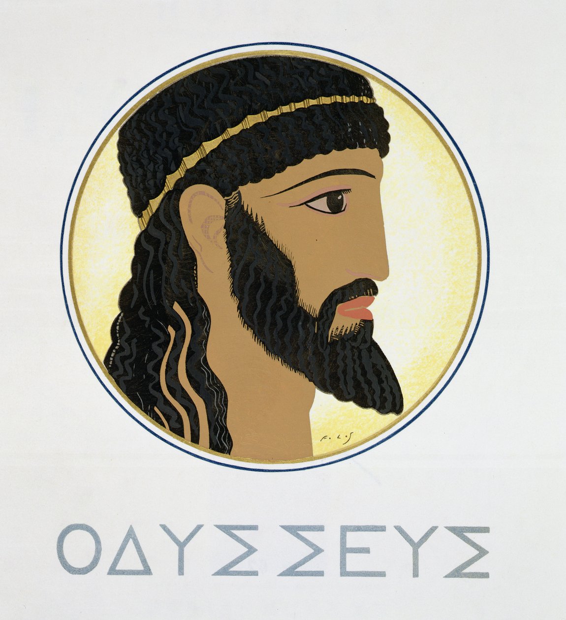 Odysseus, titelsidan för "Homer: The Odyssey", publicerad Paris 1930-33 av Francois Louis Schmied