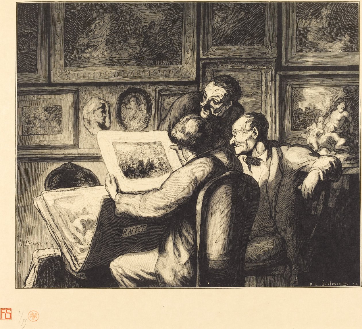 Skriv ut älskare av Francois Louis Schmied after Honoré Daumier