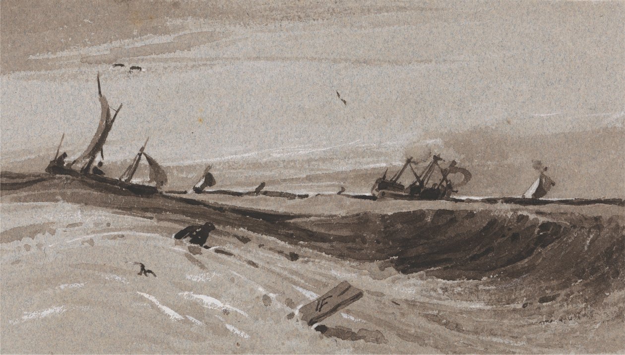 Ett stormigt hav, kväll av Francois Louis Thomas Francia