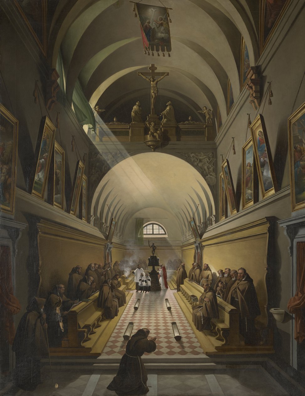 Interiör av ett kapucinerkloster, ca 1820 av Francois Marius Granet