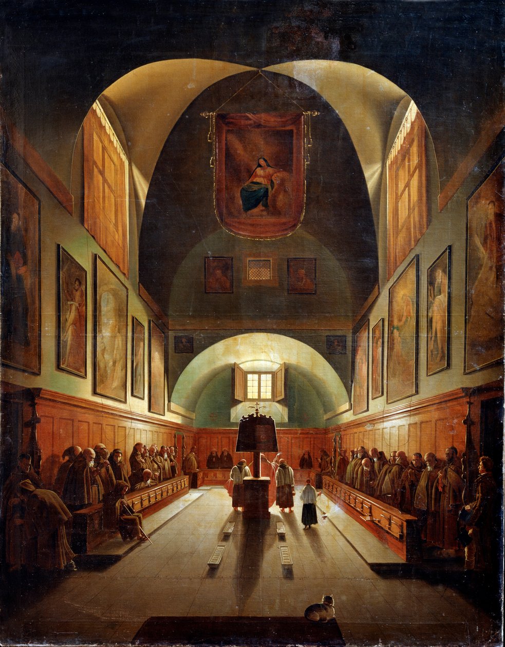 Interiör av Capuchines-kyrkan i Rom, sent 1700- eller 1800-tal av Francois Marius Granet