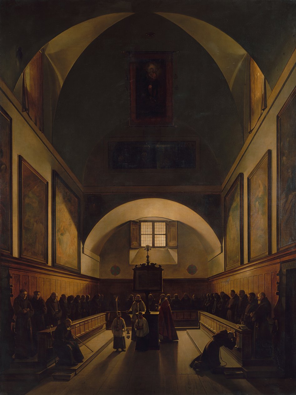 Kapucinerkyrkans kör i Rom, 1814-15. av Francois Marius Granet