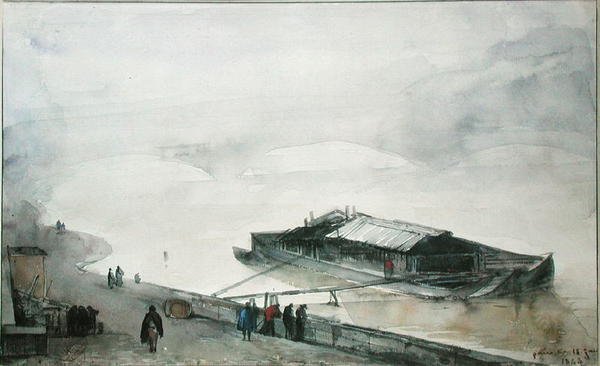 Seinen, 1843 (wc på papper) av Francois Marius Granet