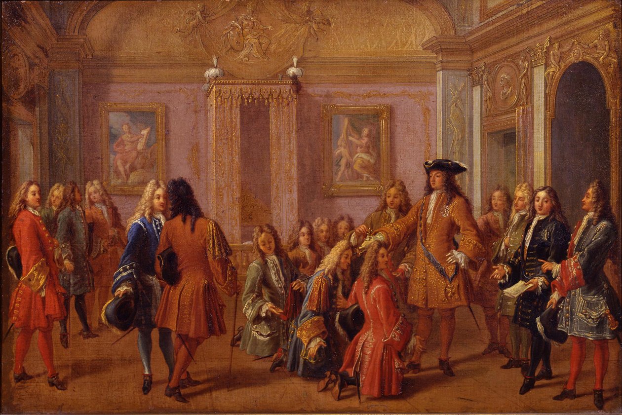 Första upplåtelsen av riddarna av Saint-Louis-orden av Ludvig XIV i Versailles den 8 maj 169 av Francois Marot