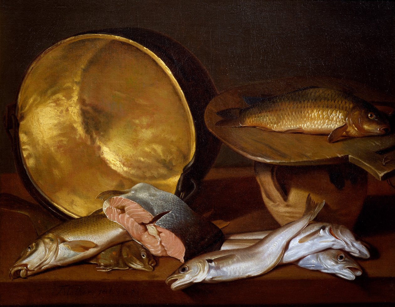 Stilleben med fiskar, av Francois Mather av Francois Mather