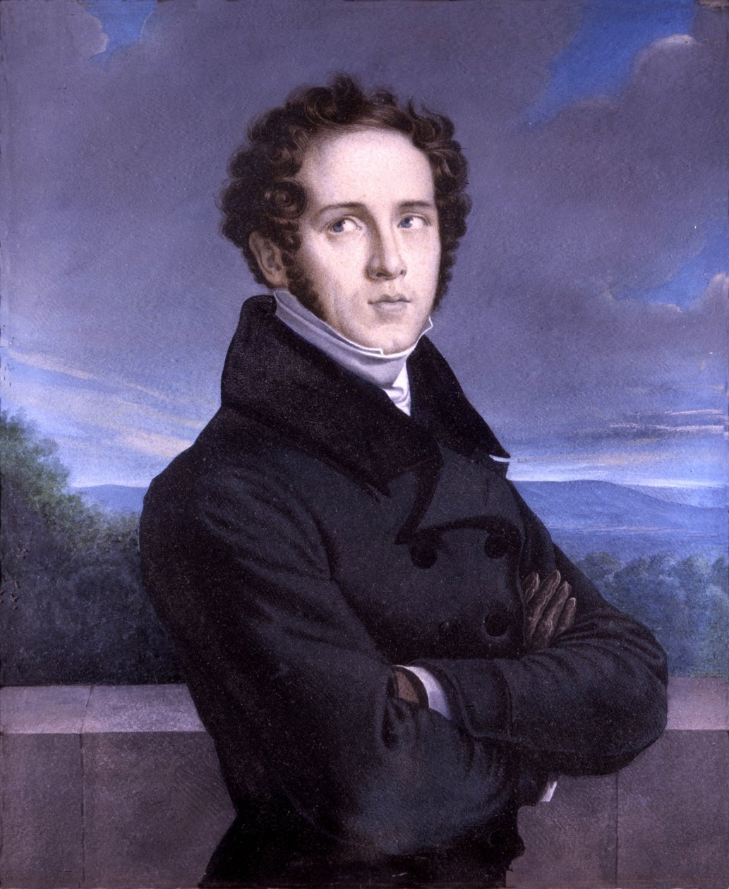 Porträtt av Vincenzo Bellini (1801-1835) (olja på duk) av Francois Millet