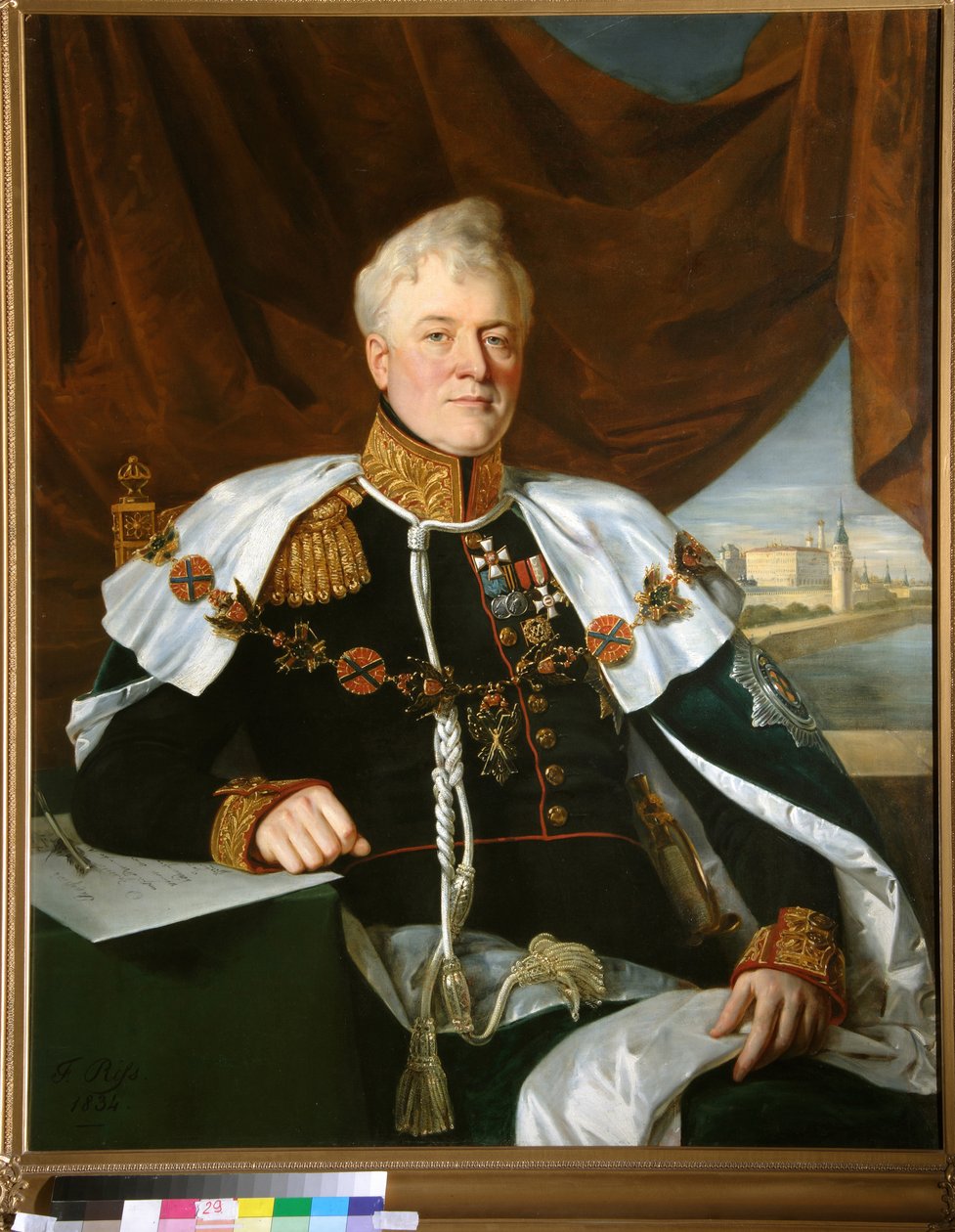 Prins Dmitri Galitzine bär St Andrews orden, 1835 av Francois Nicholas Riss