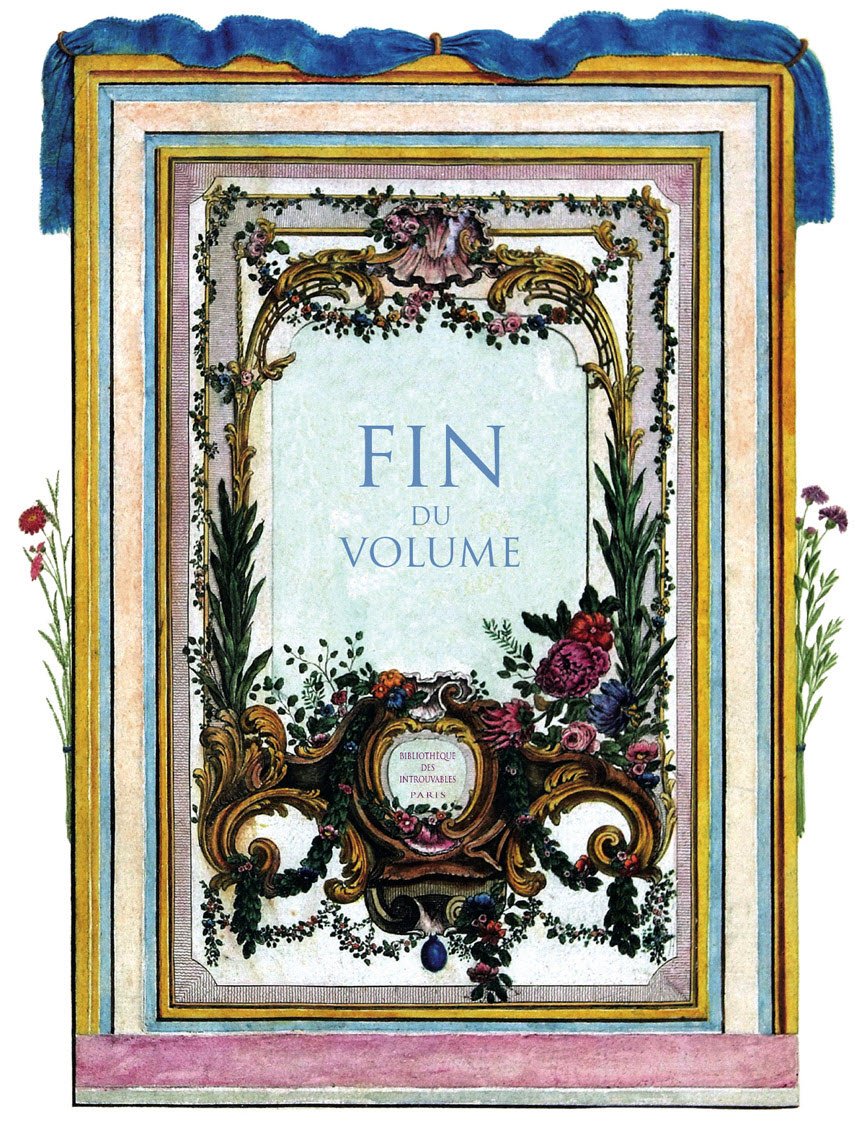 Slutet på volymen av boken "Fåglarnas historia i deras uppenbara och känsliga aspekter"" av Francois Nicolas Martinet (1731-1800). Privat samling. av Francois Nicolas Martinet