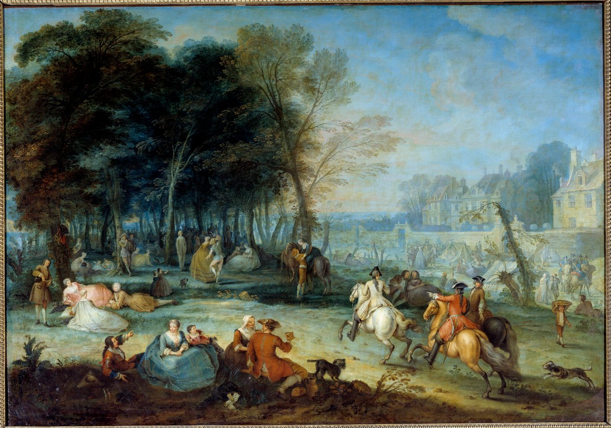Mässan Bezons Pique nique Champetre i närheten av Paris. Målning av Francois Octavien (1695-1740) 1725 sön. 1,35 x 1,95 m av Francois Octavien