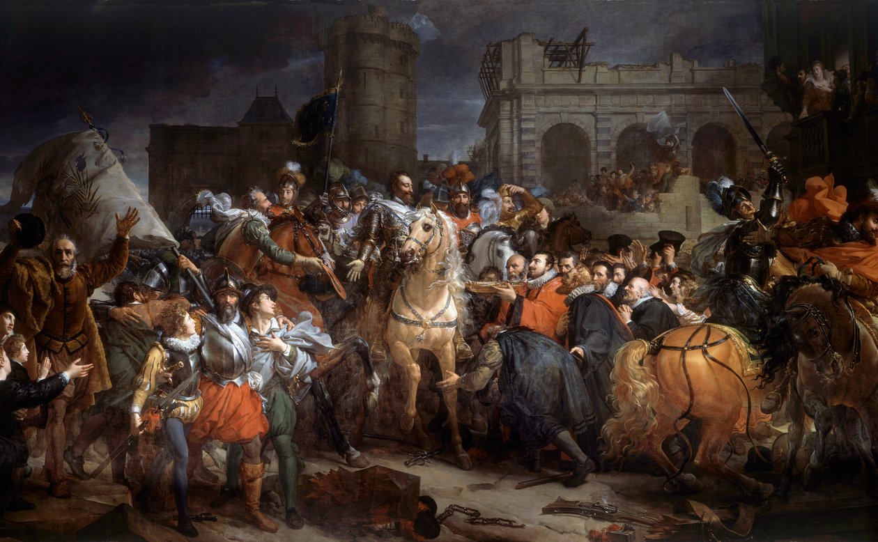Entré till Henri IV (1553-1610) i Paris, 22 mars 1594. Målning av Francois Gerard (1770-1837) av Baron François Pascal Simon Gérard