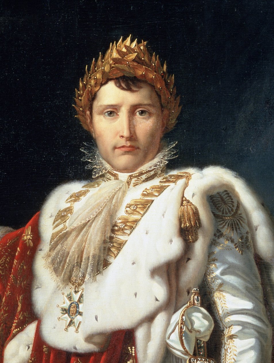 Hellängdsporträtt av Napoleon I i kröningsdräkt, detalj, ca 1805-10 av Baron François Pascal Simon Gérard