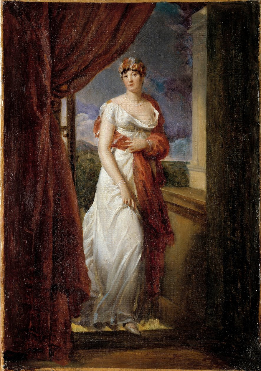 Porträtt en pied av Madame Tallien, född Cabarrus, prinsessa av Caraman - Chimay (1773-1835) Målning av Francois Gerard (1770-1837) 1804 Sön. 0,32 x 0,20 m. av Baron François Pascal Simon Gérard
