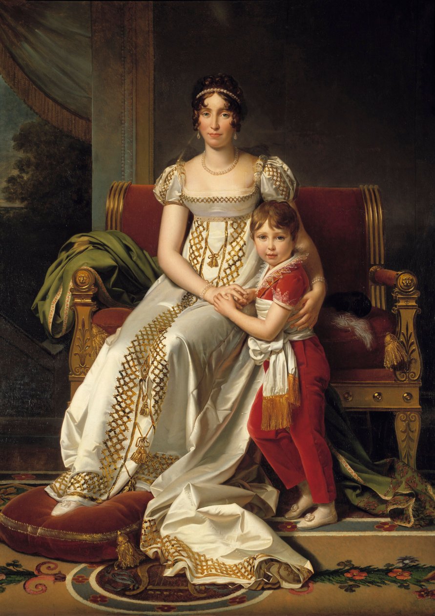 Porträtt vid foten av Hortense de Beauharnais, drottning av Holland (1783-1837) och hennes son Napoleon Charles Målning av Francois Gerard (1770-1837) 1807 Sön. 0,32x0,24 m av Baron François Pascal Simon Gérard