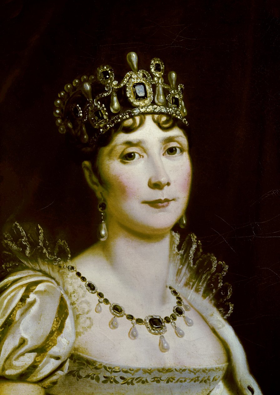 Porträtt av Josephine de Beauharnais (1763-1814) imperatrice av fransmännen i kejserlig kostym, detalj i ansiktet. Målning av Francois Gerard (1770-1837) 1800-talet sön. 0,85 x 0,67 m Malmaison musee du chateau av Baron François Pascal Simon Gérard