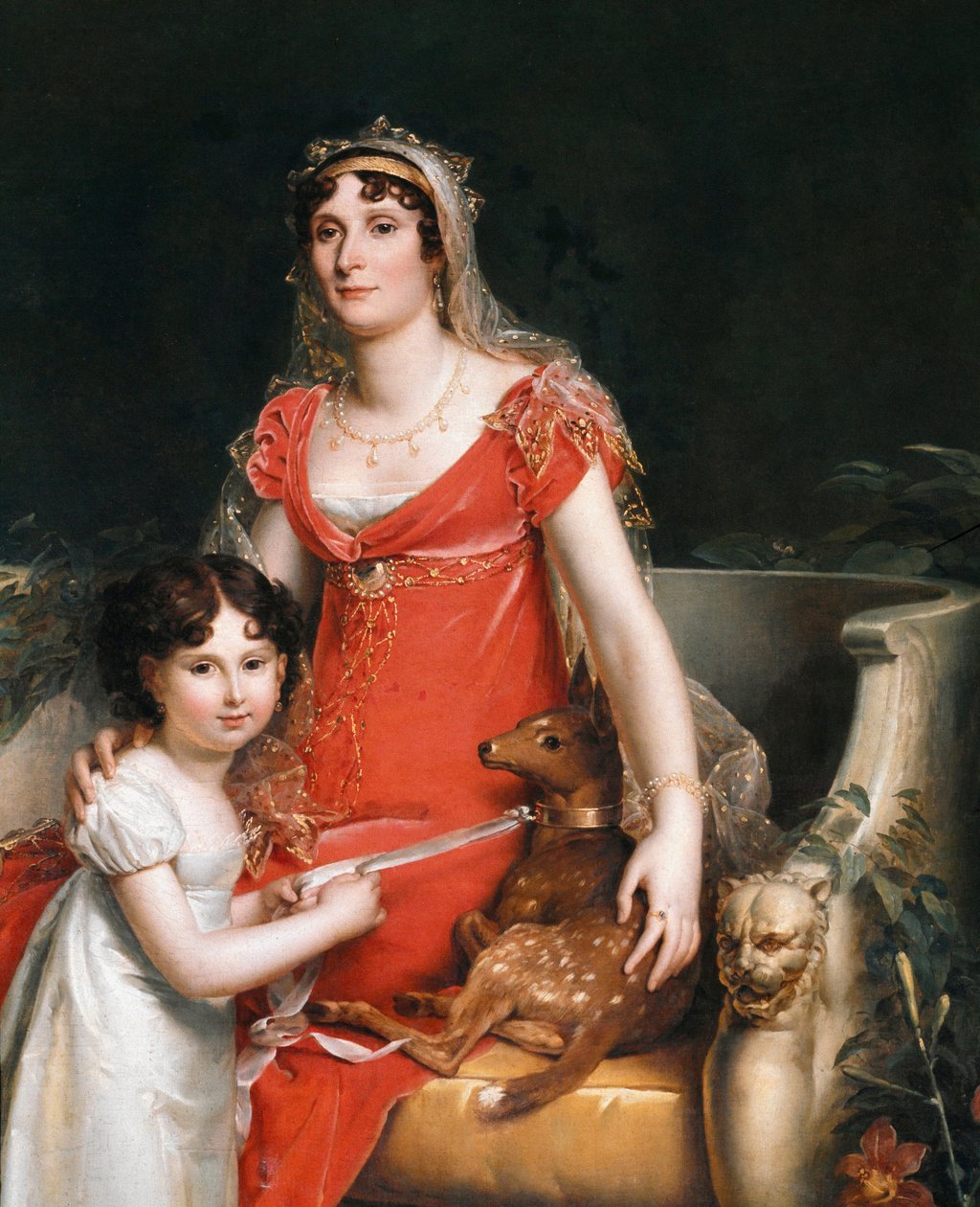 Porträtt av prinsessan Elisa Bonaparte med dottern, detalj (olja på duk) av Baron François Pascal Simon Gérard