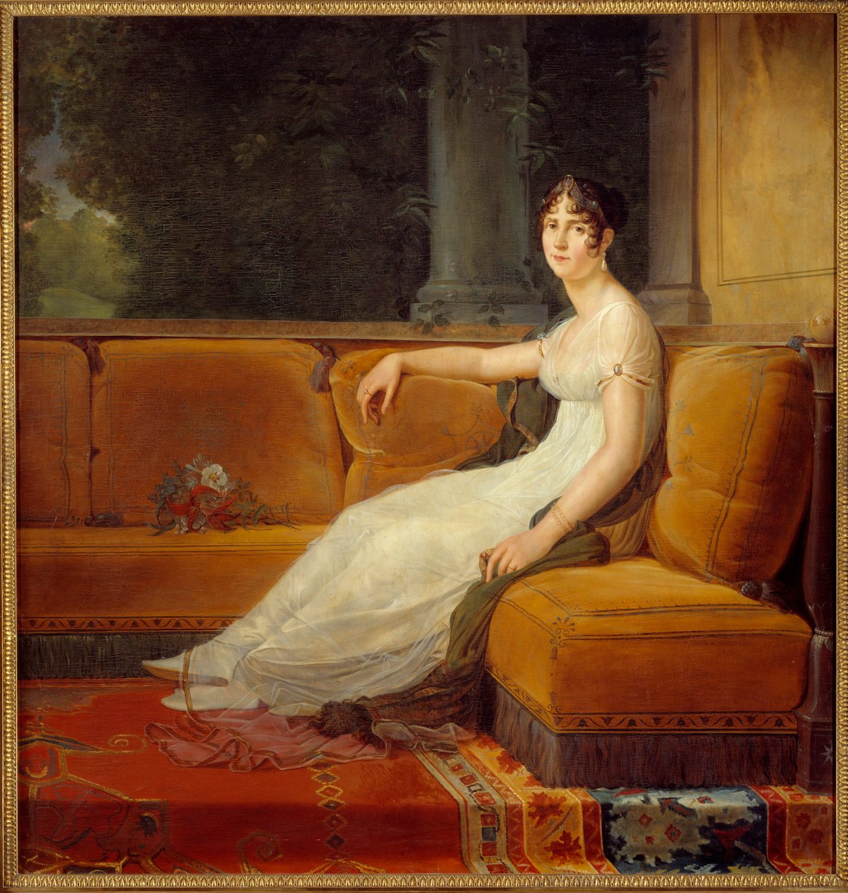 Porträtt av imponen Josephine de Beauharnais (1763-1814) i hennes salong på Malmaison-målningen av Francois Gerard (1770-1837) 1801 Sön. 1,71x1,64 m Malmaison, musee du chateau - Hellängdsporträtt av kejsarinnan Josephine de Beauharnais (1763-1814) i t. av Baron François Pascal Simon Gérard