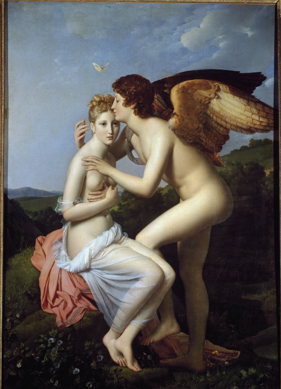 Psyche and Cupid, även kallad Psyche som tar emot Amors första kyss (olja på duk av Baron François Pascal Simon Gérard
