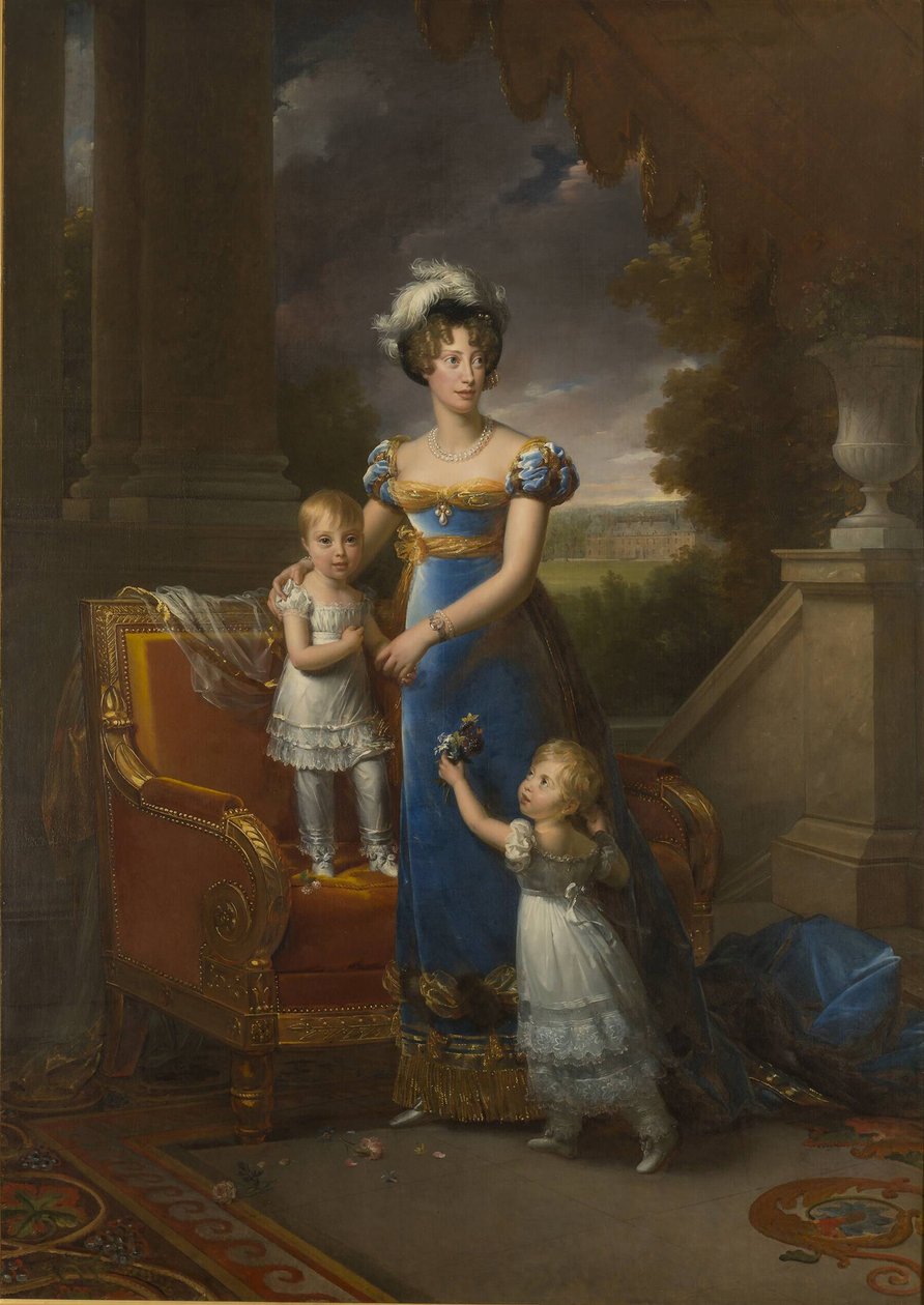 Hertiginnan av Berry med barnen Louise Marie Thérèse dArtois och Henri dArtois, 1822 av Francois Pascal Simon Gerard