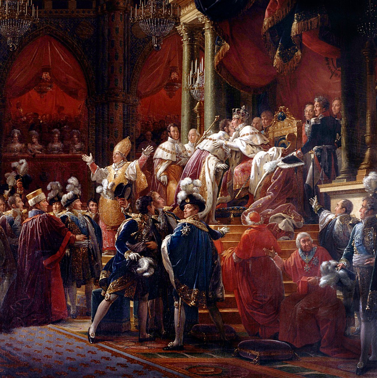 Kung Karl X:s kröning, 29 maj 1825 i Reims katedral, ca 1827 (detalj) av Francois Pascal Simon Gerard