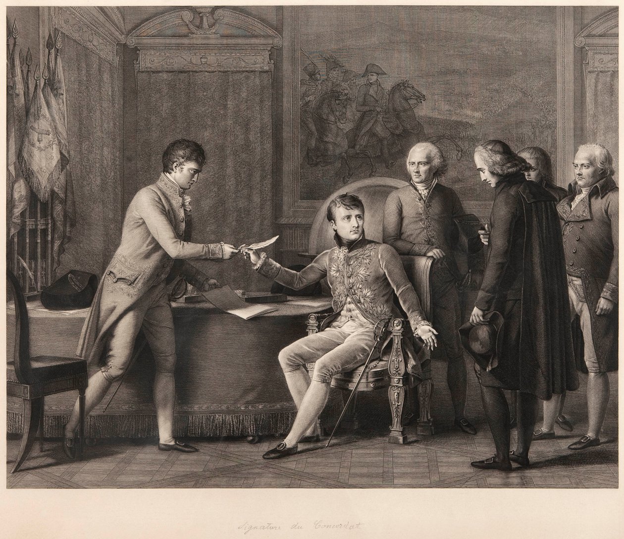 Undertecknandet av konkordatet mellan Frankrike och Heliga stolen den 15 juli 1801 av Francois Pascal Simon Gerard