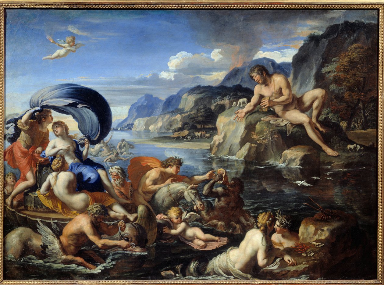 Acis och Galatee Nymfen Galatee och Acis, observeras av Cyclops Polyphee, avundsjuka på sin idylliska kärlek. Enligt Ovids "Metamorphoses". Målning av Francois Perrier av Francois Perrier