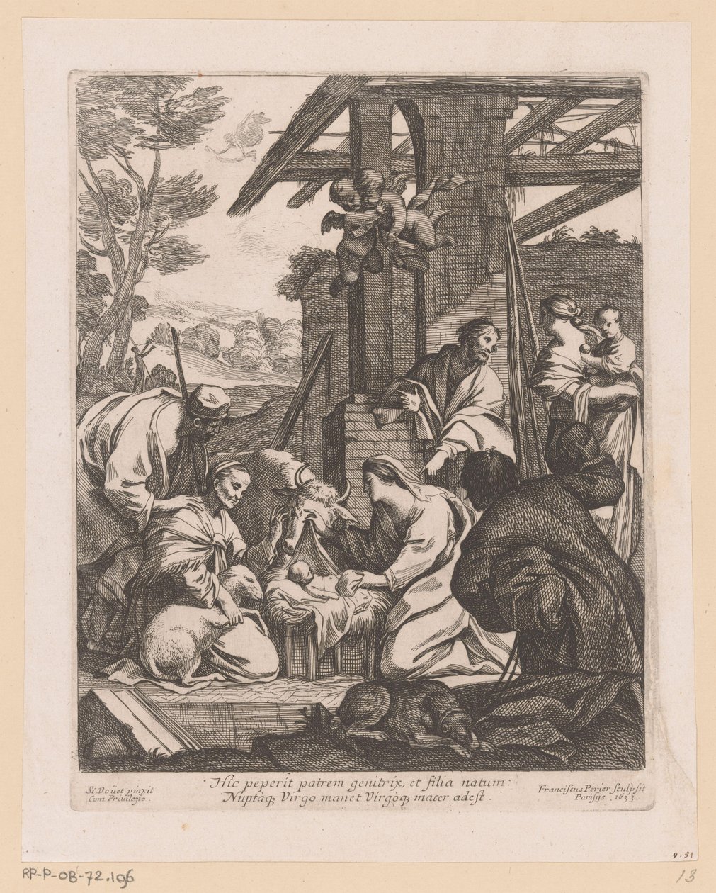 Geboorte van Christus Här födde modern fadern (...) (titel på objekt) av Francois Perrier