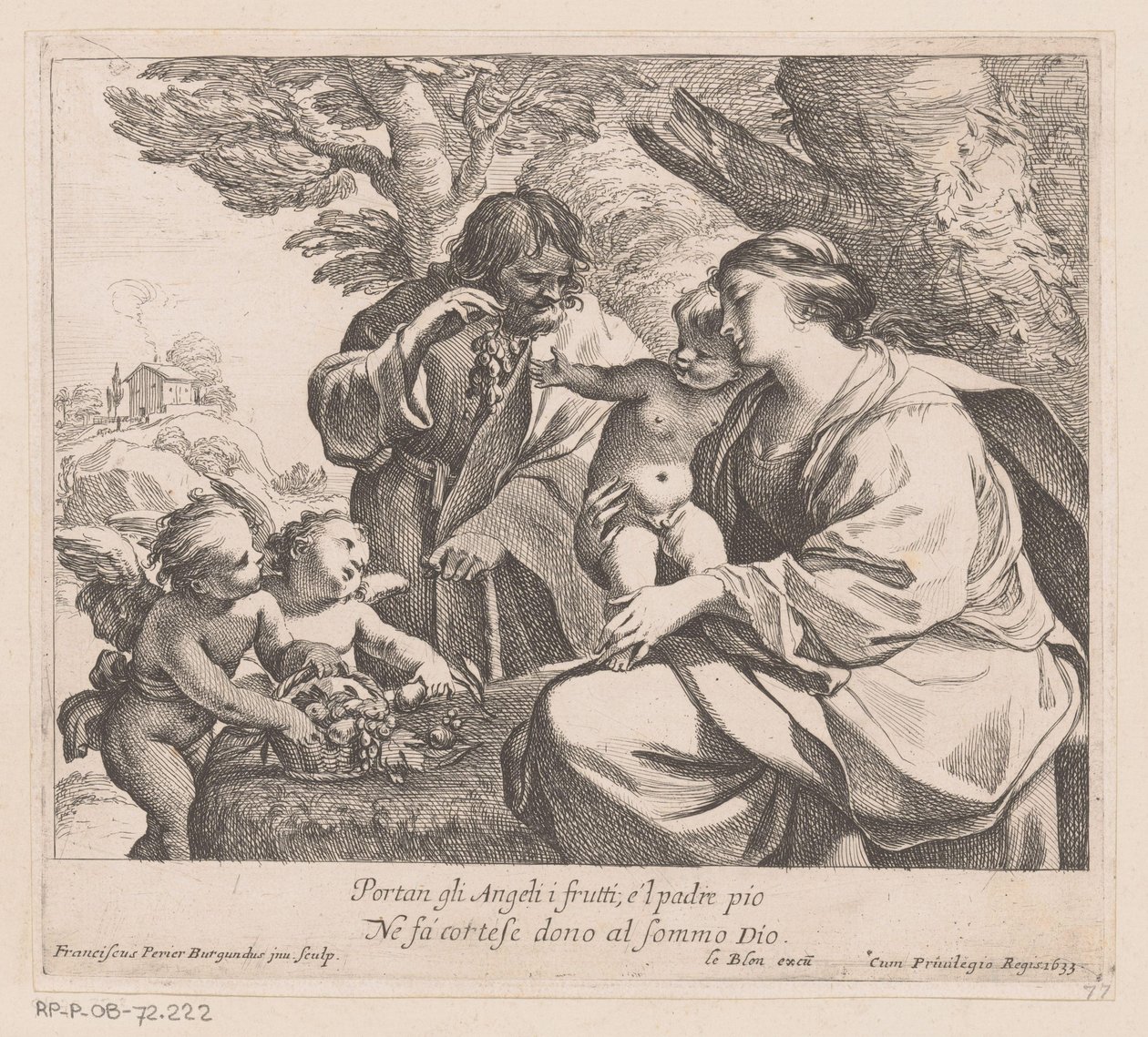 Helig familj med putti och druvor Portan gli Angeli i frutti (...) (titel på objekt) av Francois Perrier